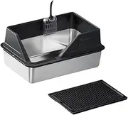 ＫＬＫＣＭＳ Cat Litter Tray with High Sided, Include Scooper, Cat Sand Basin Portable Kitten Sandbox Anti Leak Litter Pan, Black