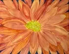 PAINTING WATERCOLOR ORIGINAL ART FLOWER DAISY GERBERA ORANGE RED 11X14 MAT 16X20