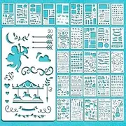 Journal Stencil Set,30 Paper Flower Template Stencils Plastic for Drafting/Journal/Notebook/Diary/Scrapbook/Art Craft Projects/Schedule Book DIY Drawing Template,4x7 Inch