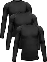 [TELALEO] 3 Pack Boys' Girls' Compression Shirts Youth Long Sleeve Undershirt Sports Moisture Wicking Baselayer