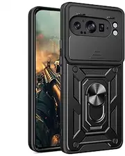 [Ysnzaq] Case for Google Pixel 9 Pro Fold with Slide Camera Protection Cover, Military Grade Shockproof Protection Hard with Kickstand Cover for Google Pixel 9 Pro Fold. SLJ Black