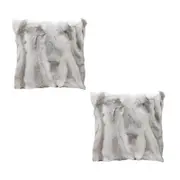 SOGA 2X 45cm Floral Gray Rabbit Fur Throw Pillows