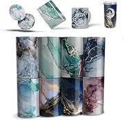 Sublimation Transfer Ink Sheets-Transfer Paper for Heat Press Machine,Watercolor Marble 8 PCS 4.5x12Inch for T Shirts,Tumblers
