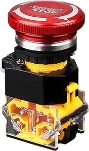 HAODEE 8A Push Button Switch 40MM Urgent Stop Red Oxide Mushroom Button (Size : 2NO2NC)