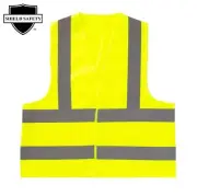 Yellow Hi-vis Vest, Silver Reflective Strip ANSI Small, 25 Pieces