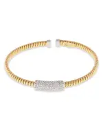 Alberto Milani 18K Yellow Gold Via Mercanti Tubogas Diamond Cylinder Bangle Bracelet
