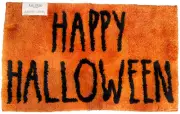 New Rae Dunn Happy Halloween Orange & Black 20x32 Soft Plush Bath Mat Rug