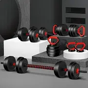 BLACK LORD Adjustable Dumbbell Set 20KG 7-in-1 Barbell Kettlebell Set Dumbbells Weight Plates for Home Gym Fitness Weightlifting Toning Exercise and Strength Training