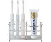 Toothbrush Holder, Stainless Steel Toothpaste And Toothbrush Holder With Multi-Functional 7 Slots, Stand Bathroom Organizer,Chrome,Large