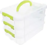 Veemoon Transparent Storage Case Stackable Carry Box for School Supplies Lightweight Organizer with Design for Beads and Craft Storage