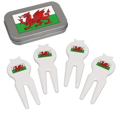 'Welsh Flag' Golf Divot Tool / Repair Fork Gift Set (GO00028717)