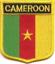 CAMEROON SHIELD FLAG EMBROIDERED PATCH - IRON-ON - NEW APPROX 2.5 x 2.75"