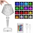 16-Color RGB Crystal Night Light USB Rechargeable Dimmable Bedside Table Lamp