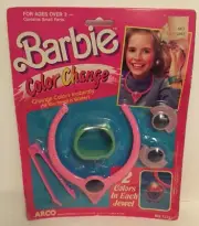 Vintage Arco 1988 Barbie Color Change Jewelry for Children Pink Purple #7372 NIP