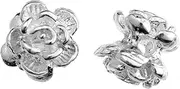 [CAIZZA] 4 pcs .925 Sterling Silver Rose Flower Spacer Beads 6mm / Findings/Bright