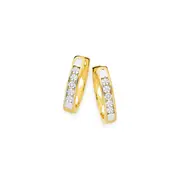 9ct Gold Diamond Channel Set Huggie Earrings