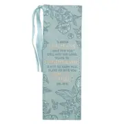 Teal Faux Leather Bible Verse Bookmark w/Ribbon: Know the Plans - Jeremiah 29:11