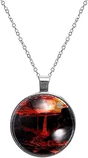 [Diusye] Necklaces for Women, Lava Magma Area Print Stainless Steel Pendant Necklace Jewelry Birthday Anniversary Wife Girls Friends Gift