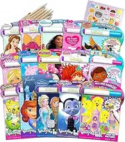 Imagine Ink Assorted Set of Coloring Books for Girls Mess Free Invisible with Play Sticker Bonus & Wood Coloring Pencils Fun Favors Stickers Bulk