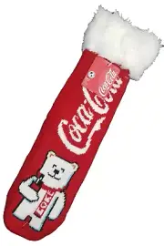 FUZZY SLIPPER SOCKS Coca~Cola Brand Logo COKE POLAR BEAR