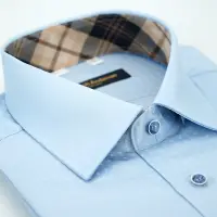 在飛比找Yahoo奇摩購物中心優惠-金安德森 經典格紋繞領藍色細紋吸排窄版長袖襯衫fast