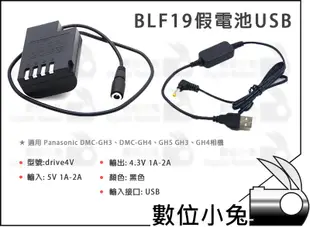 數位小兔【Panasonic BLF19 USB 假電池】行動電源 充電器 DMC-GH3 GH4 GH5 電源線 外接