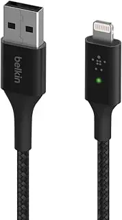 Belkin Smart LED Charging Cable USB to Lightning 4ft/1.2m (See Your Charging Status at a Glance) for iPhone, AirPods and iPad, MFi-Certified, Black