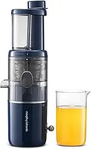MORPHY Richards Mini Slow Juicer Machine, Masticating Juicer Machines with Reverse Function, Juicer for Vegetables and Fruits, 98% Juice Purity, Easy to Clean, BPA-Free (Blue)