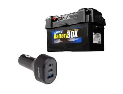 Kings Maxi Battery Box + 85W USB Car Charger Fast Charge | 12V & 24V
