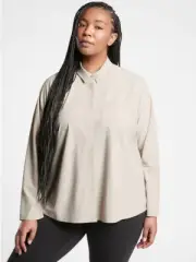 NEW Athleta Urbanite Top Button Front Beige, Retail $119 Size 3X(PLUS), NWT