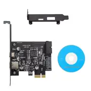 PCI-E 1X to USB 3.2 Gen1 5Gbps 2 Ports Type C Type A Expansion Card With 19PIN