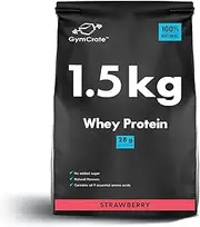GymCrate Australia - Strawberry Whey Protein Powder (1.5kg), | Whey Protein Isolate & Concentrate Blend | 28g Protein per Serve | 43 Servings | Lean Muscle Support for Bodybuilders, Gym-Goers | Vegetarian Sports Nutrition