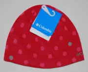 NWT Columbia Girl's Reversible Hot Pink Polka Dot Knit Mix Beanie Hat sz S-M
