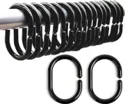 Yuzee 36 Packs Shower Curtain Rings, Black Shower Curtain Hooks Plastic C-Shaped Bath Drape Loop Rail Rings for Bathroom Shower Window Rod
