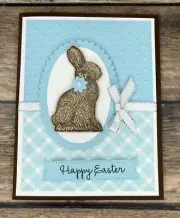 Stampin Up Easter Card Making Kit Chocolate Bunny Embossed Ribbon Blue ~ 4 cards