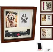 OtterPets Memorial Picture Frame for Pets - Paw Print Kit - Remembrance for Dogs & Cats - Shadow Box with Collar - Keepsake Tribute for Sympathy - Loss of Dog Bereavement Gift (Brown)