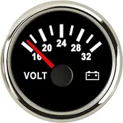 52mm Auto Voltmeter 316L Bezel Motorcycle Car Voltage Meter Volt Gauge for Truck Boat Yacht RV Volt Meter 12v 24v Voltmeter(BS 16-32V)