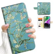 ( For iPhone 16 ) Wallet Flip Case Cover AH26150 Van Gogh Almond Blossom