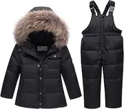[Generic] Children Hooded Boy Girl Down Ski Sets Warm Kids Snowsuit Winter Clothes Outerwear Coats Boy Girls Down Ski Suit