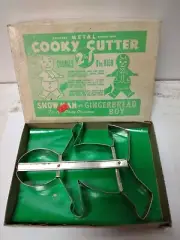 NEW in Box Vintage Cooky Cutter 8" Gingerbread Man Snowman Metal Cookie Rare NIB