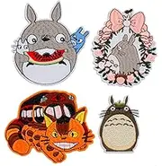 4 Japanese Cat Cartoon Iron on Patch Applique Cat Iron on Patch Neko Animal Patch Anime Patch