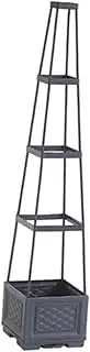 ＫＬＫＣＭＳ Planter Box with Trellis Tomato Cage Movable Drainage Hole Flower Pot for Climbing Vegetables Plant Cucumber Greenhouse Yard, A 28cmx28cmx140cm
