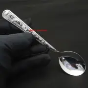 Real 999 Fine Silver Spoon Lucky 年年有余 Fish Pattern Handle Dinner Spoon 5.23inch