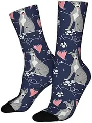 [Paranoid Fish] Whippet Italian GreyHound Socks One Size UK 3 To 10 All Over Print, MultiColoured, 3-10