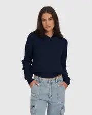 [Belle & Bloom] On the Run Knitted Hoodie - Navy