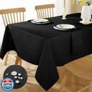 SASTYBALE Faux Linen Rectangle Tablecloth, Waterproof Wrinkle Free Woven Text