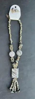 Vintage Winnity Semi-Precious Stones Necklace & Earring Set Costume Jewelry