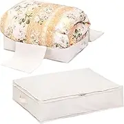Astro 850-17 Duvet Storage Case, Natural Ecru [Comforter Storage Bag for Single Size] Linen Blend Gentle Texture Light Compression Protects Your Comforter from Dust, Pressing Belt Reduces Volume
