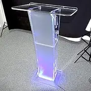 Acrylic Pulpits Transparent Podium Stand with Spacious Reading Platform, Church Pulpit for Classroom Conference (Colors Adjustable& Remote Control)