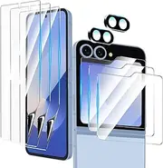 [3 + 3 + 2 Pack] for Samsung Galaxy Z flip 6 5G Screen Protector, 3 Pack Inner TPU Screen Protector + 3 Pack External Tempered Glass + 2 Pack Camera Lens Protector, Easy Install with Alignment Tool